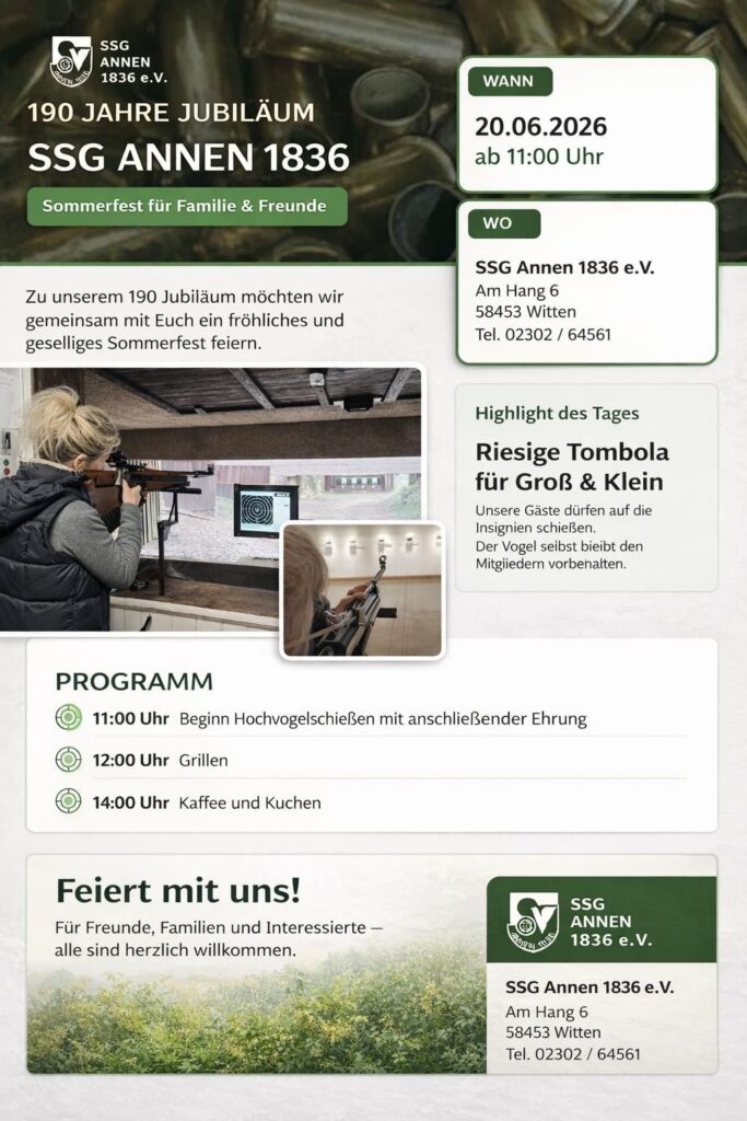 Sommerfest - 190 Jahre Jubiläum SSG Annen 1836 e.V.